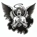 angel shouting loud using hand tattoo design idea