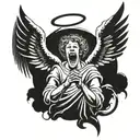 angel shouting loud using hand tattoo design idea