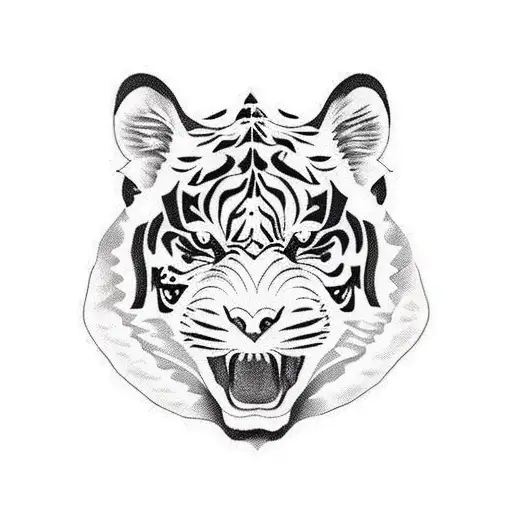 snow Tiger with boar and leopard tattoo design idea