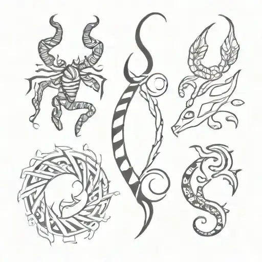 Scorpio, Pisces and Taurus tattoo design idea
