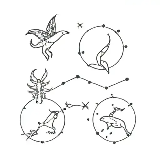 Scorpio, Pisces and Taurus with their constellation tattoo design idea