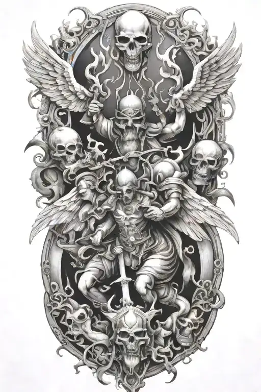 war between heaven and hell tattoo design idea