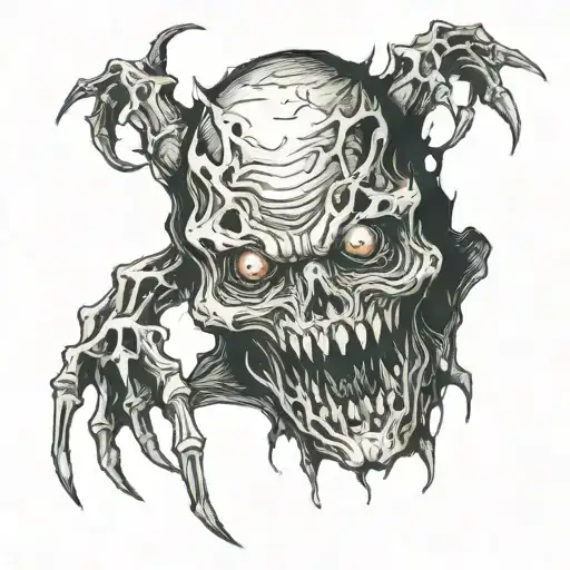 terrifying horror creature tattoo design idea