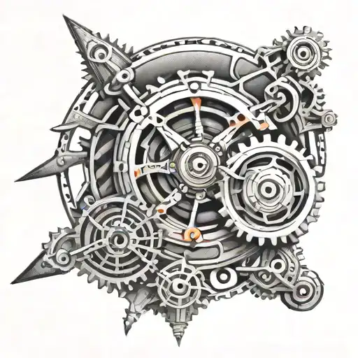 Mechanical gears and tools forming a Harley Davidson logo tattoo design idea