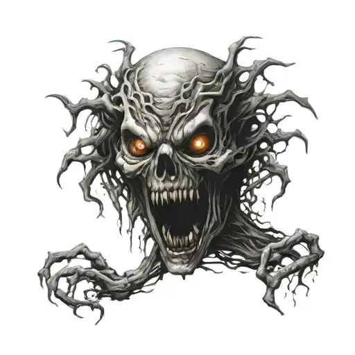 terrifying horror creature tattoo design idea