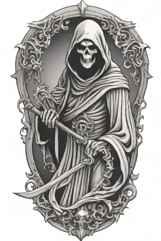 grim reaper reaping a soul tattoo design idea