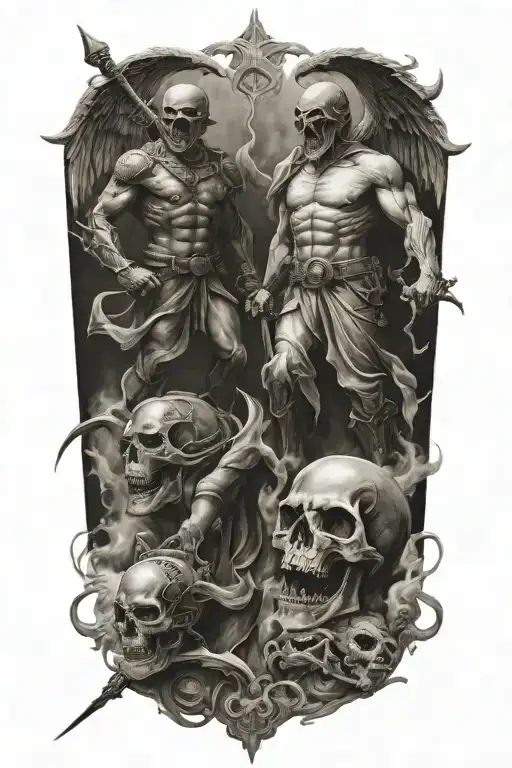 war between heaven and hell tattoo design idea
