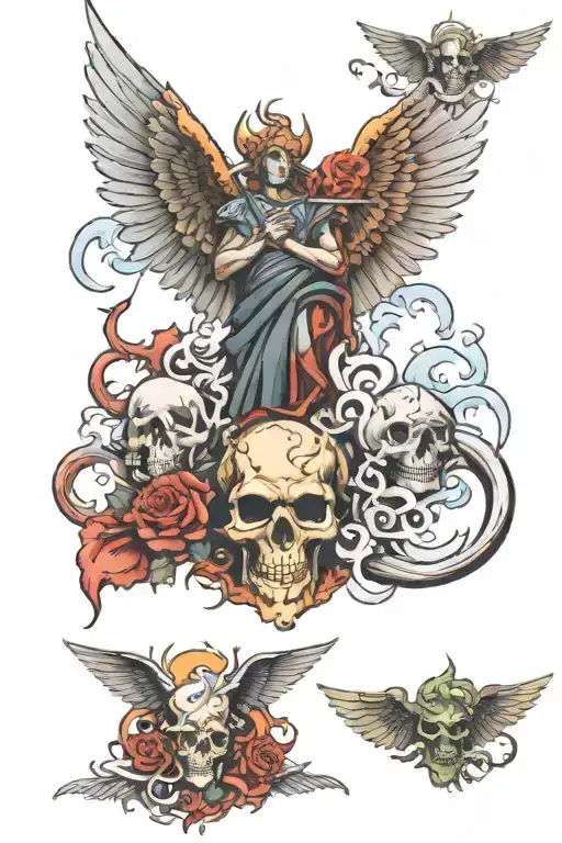heaven vs hell tattoo design idea