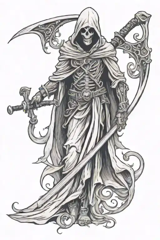 reaper holding a scythe tattoo design idea