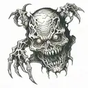 terrifying horror creature tattoo design idea