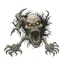 terrifying horror creature tattoo design idea