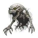 terrifying horror creature tattoo design idea