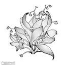 Lily of the Valley & Hawthorn minimalist tattoo design idea