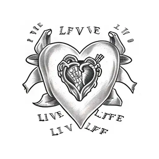 anatomical heart with words "Live a Wholehearted Life" tattoo design idea