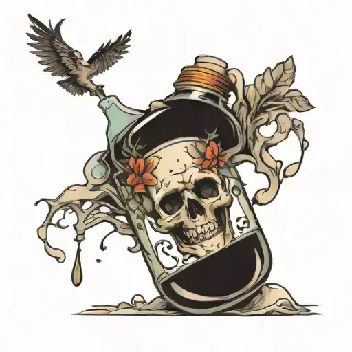 bottle and a broken soul tattoo design idea
