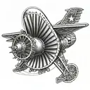 An intricate mechanical tattoo inspired by aircraft engines, representing the client's occupation as a USAF mechanic tattoo design idea