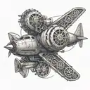 An intricate mechanical tattoo inspired by aircraft engines, representing the client's occupation as a USAF mechanic tattoo design idea