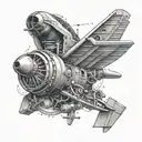 An intricate mechanical tattoo inspired by aircraft engines, representing the client's occupation as a USAF mechanic tattoo design idea