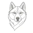 Siberian Husky face tattoo design idea