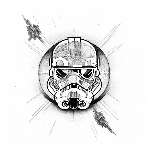 fine line sleeve incorporating starwars and nature  tattoo design idea