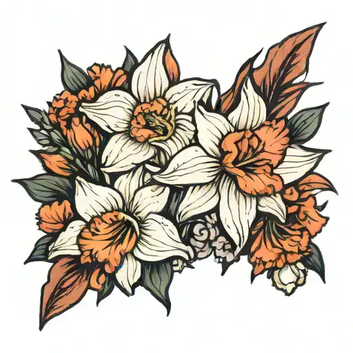 Narcissus and gladiolus  tattoo design idea