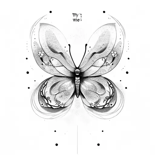 Butterfly with word let's see tattoo design idea