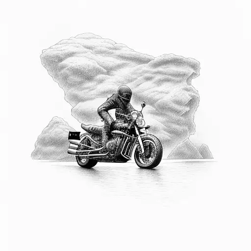 Motorcycle adventure along a coastal road tattoo design idea