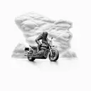 Motorcycle adventure along a coastal road tattoo design idea