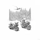 Motorcycle adventure along a coastal road tattoo design idea