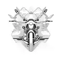 Motorcycle adventure along a coastal road tattoo design idea