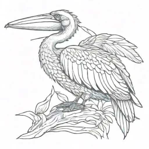 pelican sitting sideways tattoo design idea