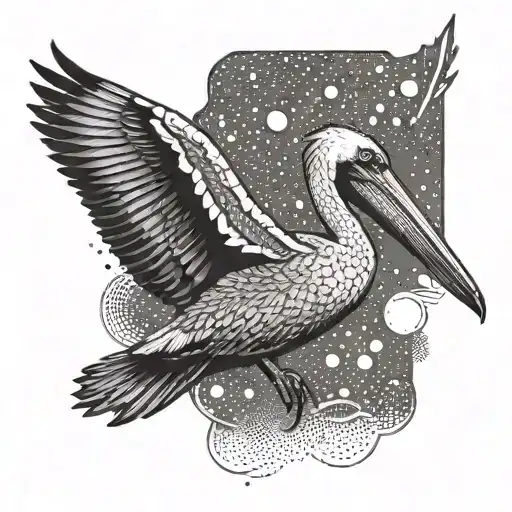 pelican flying tattoo design idea