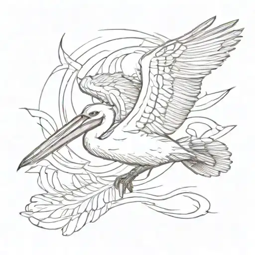 pelican flying tattoo design idea
