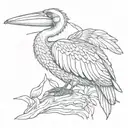 pelican sitting sideways tattoo design idea