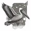 pelican flying tattoo design idea