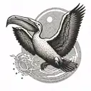 pelican flying tattoo design idea