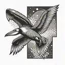 pelican flying tattoo design idea