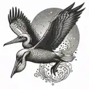 pelican flying tattoo design idea
