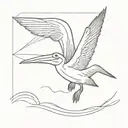 pelican flying tattoo design idea