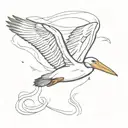 pelican flying tattoo design idea