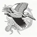 pelican flying tattoo design idea