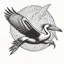 pelican flying tattoo design idea