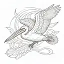 pelican flying tattoo design idea