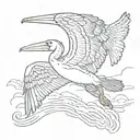 pelican flying tattoo design idea