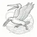 pelican flying tattoo design idea