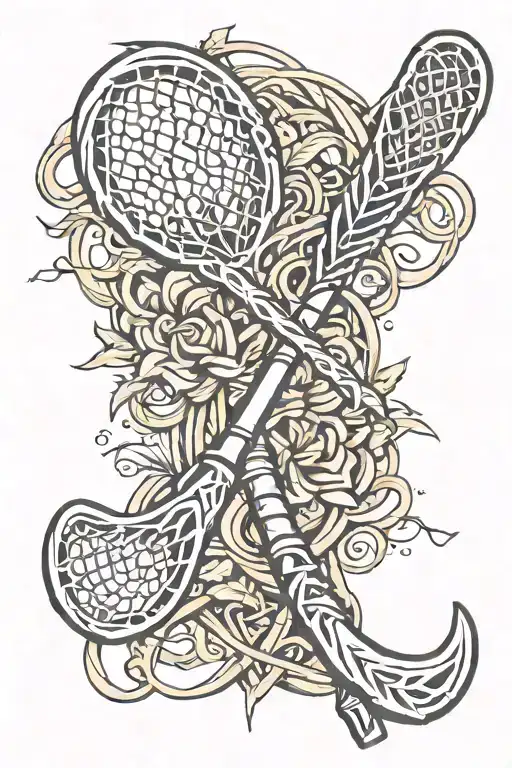 lacrosse stick intertwined tattoo design idea