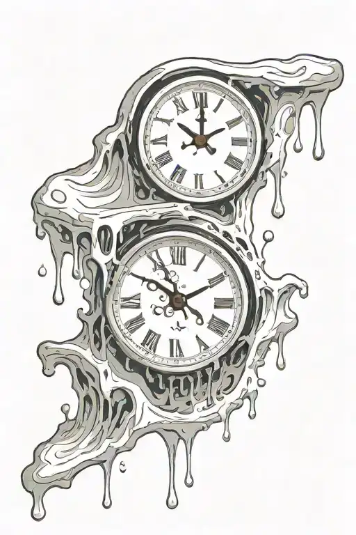 melting clock tattoo design idea