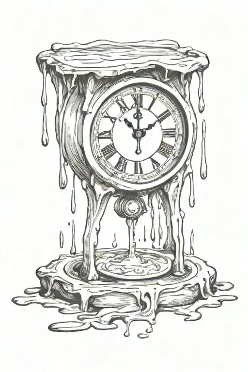 melting clock tattoo design idea