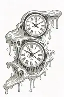 melting clock tattoo design idea