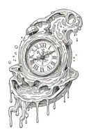melting clock tattoo design idea